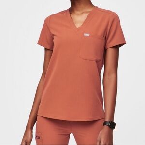 Figs Catarina one pocket scrub top terracotta
